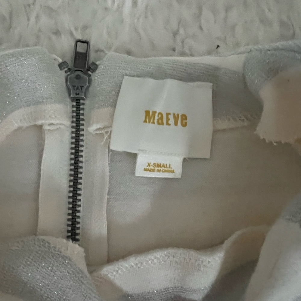 Anthropologie Maeve Helsa Stripe Ruffle Sleeve Cream Sweater Career office - Picture 5 of 8